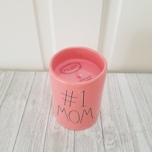Rae Dunn #1 MOM ceramic candle PINK COLORED - Picture 2 of 3